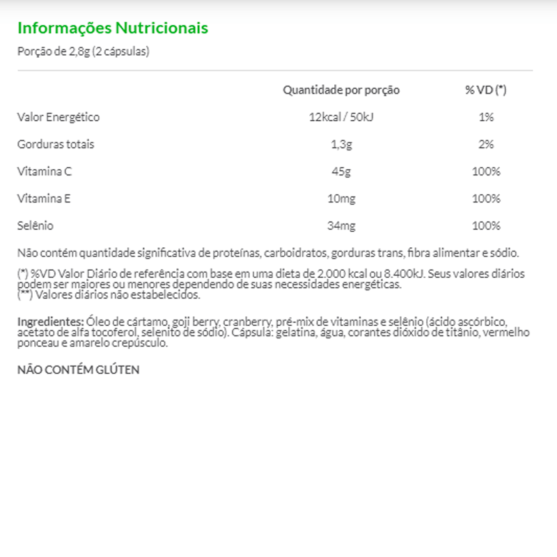 Informações nutricionais