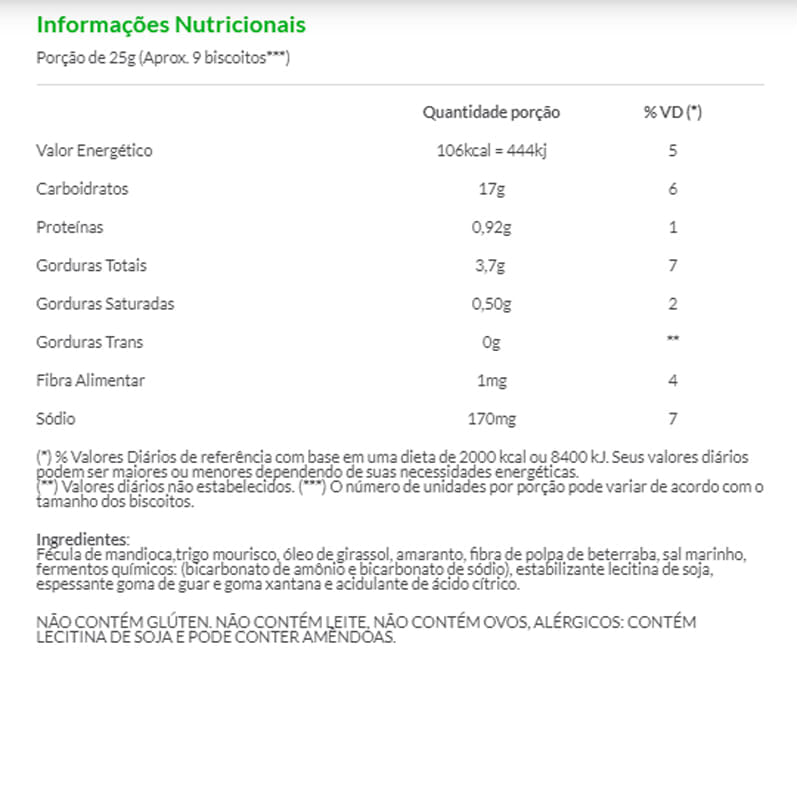 Informações nutricionais