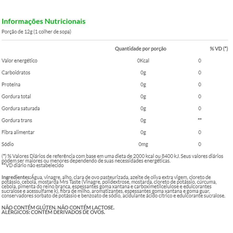 Informações nutricionais