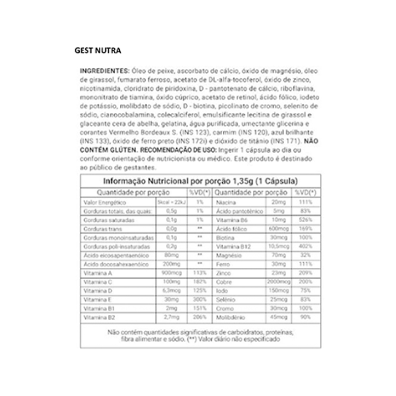 Informações nutricionais