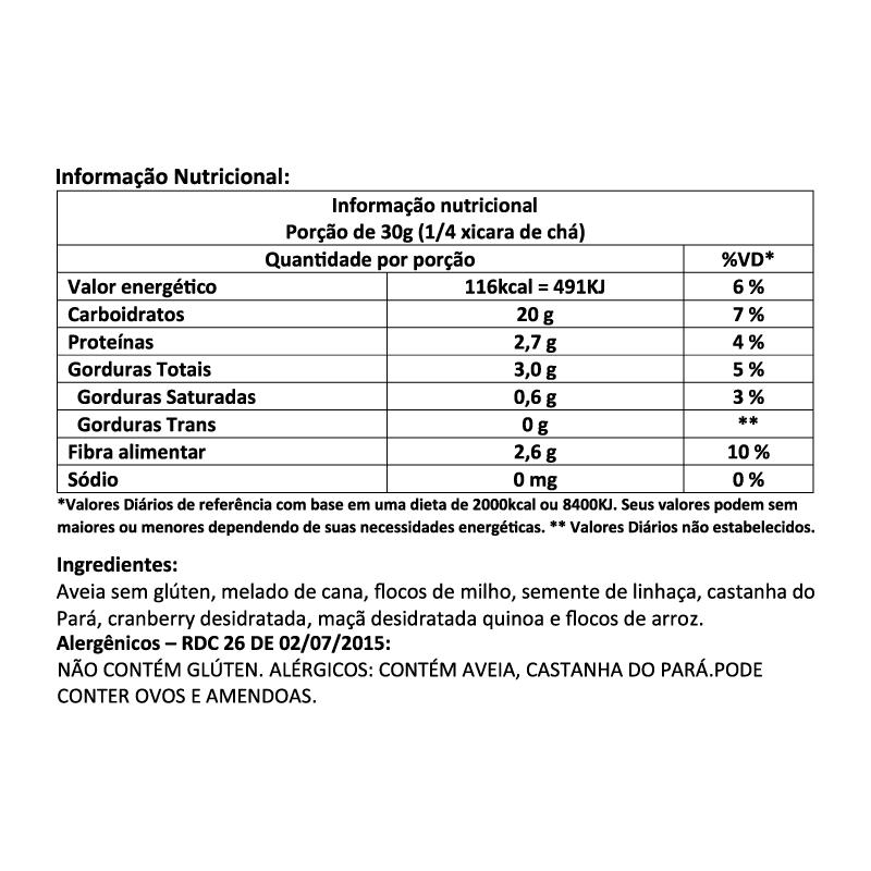 Informações nutricionais