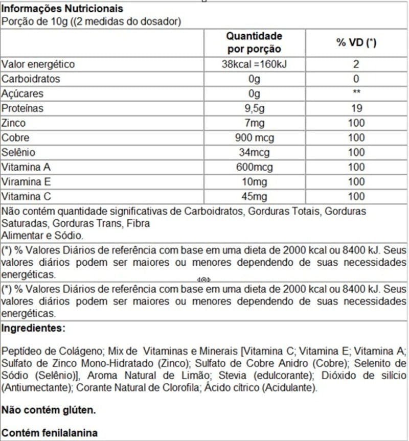 Informações nutricionais