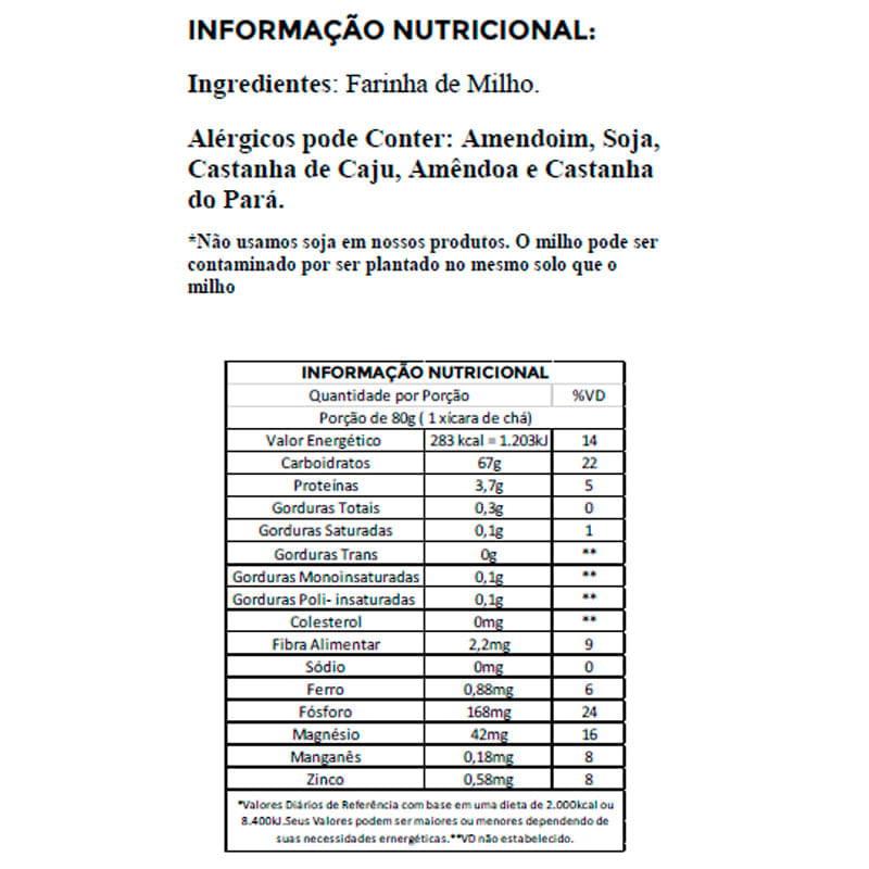 Informações nutricionais