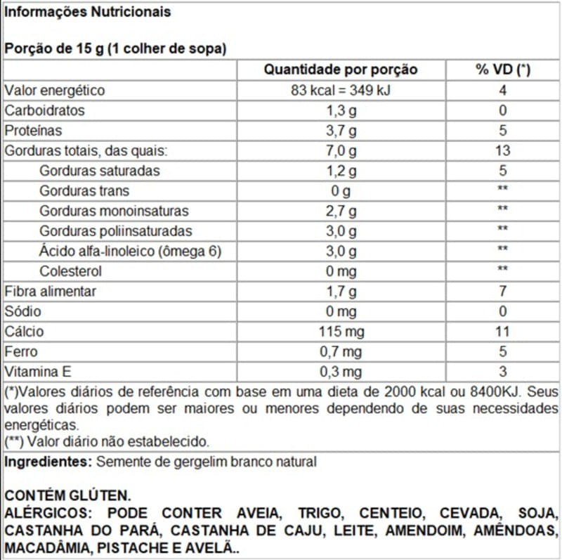 Informações nutricionais