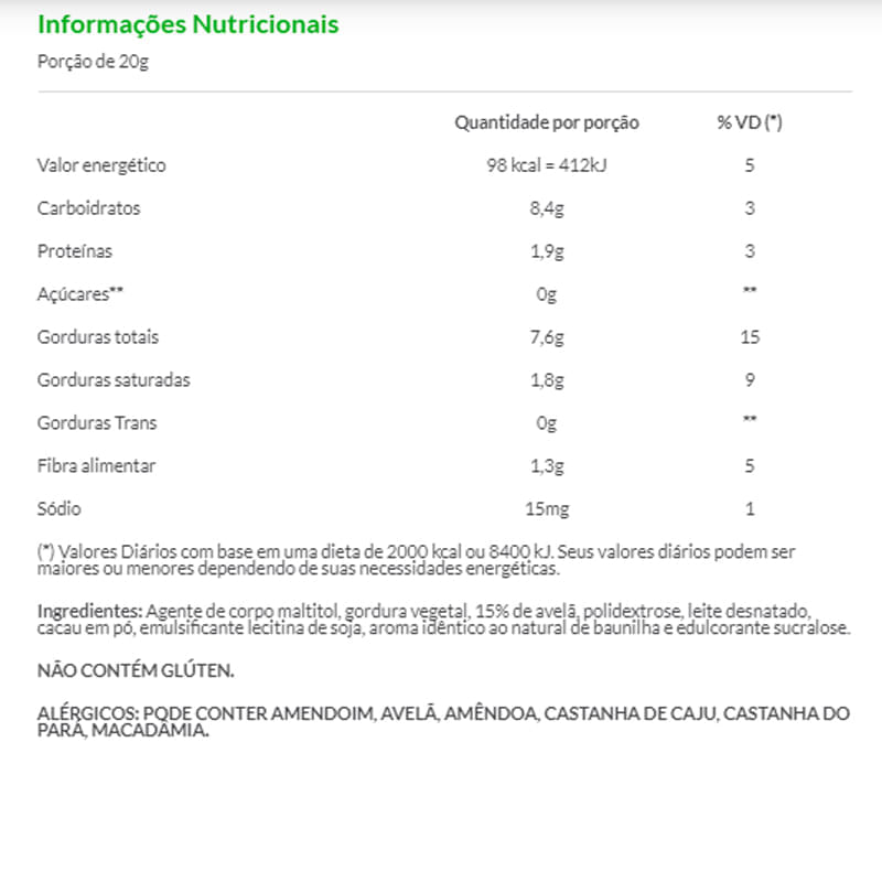 Informações nutricionais