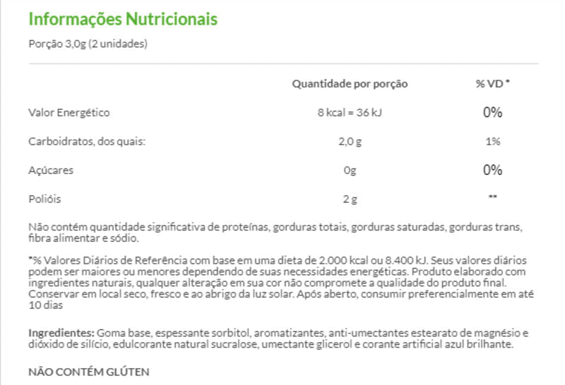 Informações nutricionais