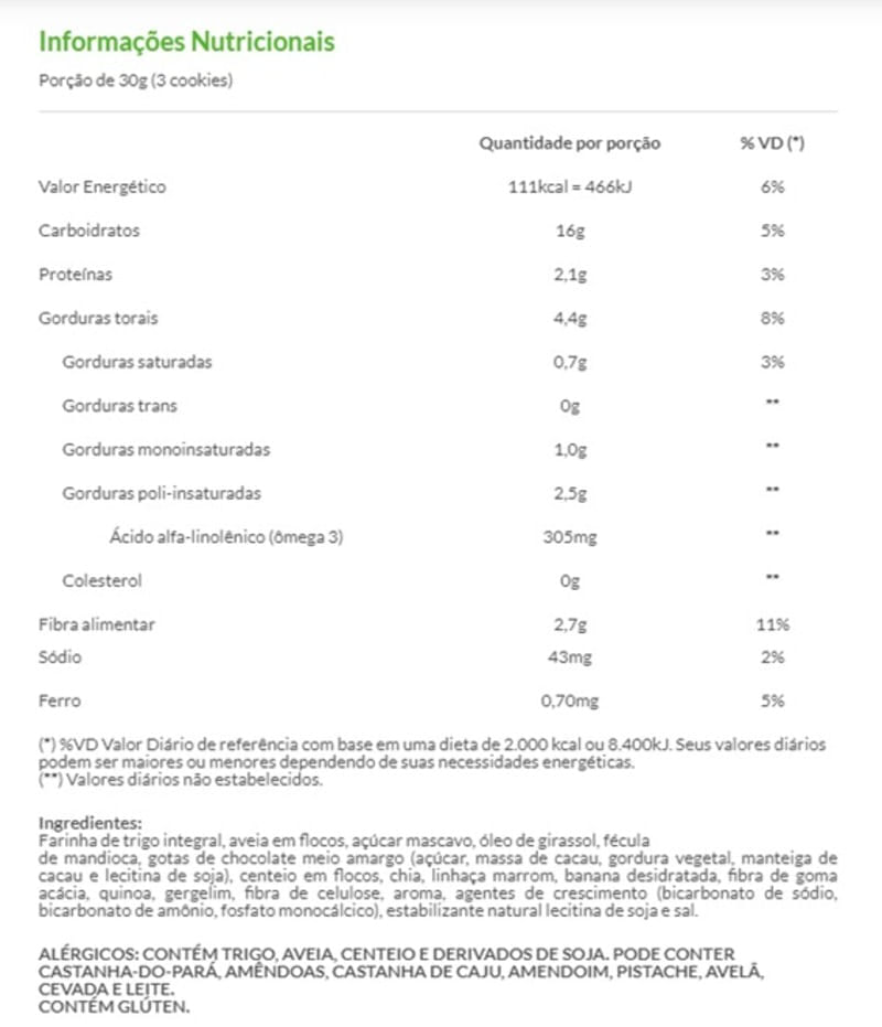 Informações nutricionais