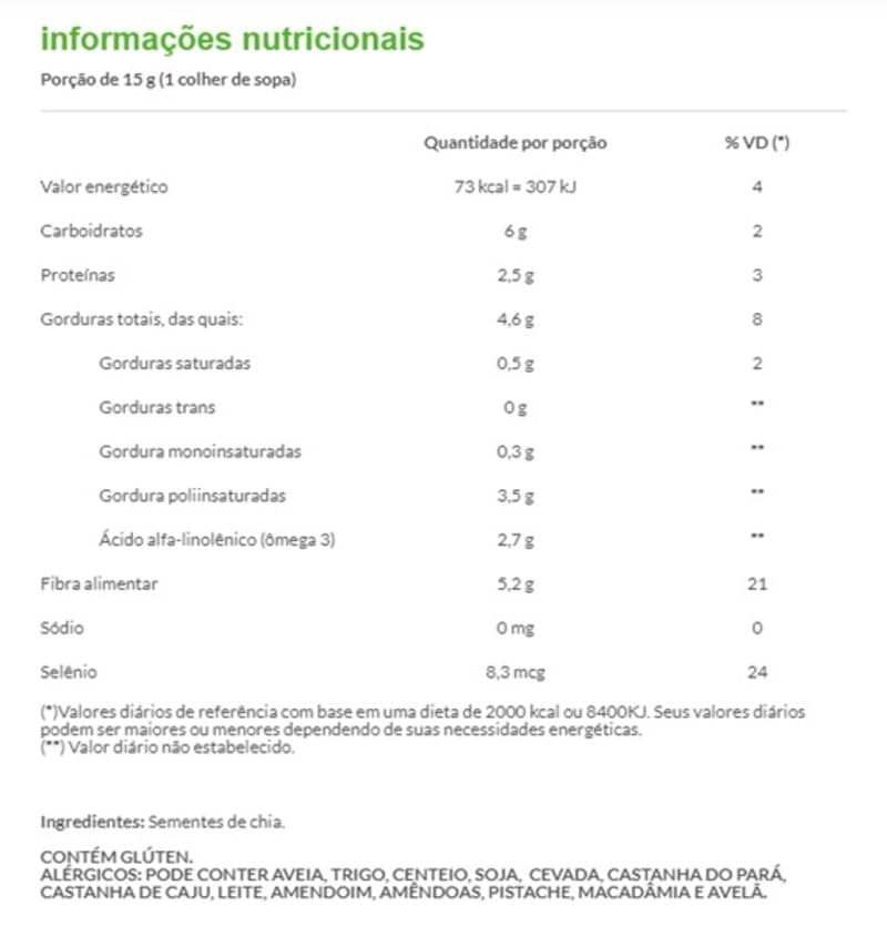 Informações nutricionais