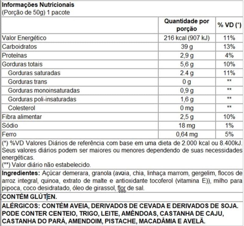 Informações nutricionais