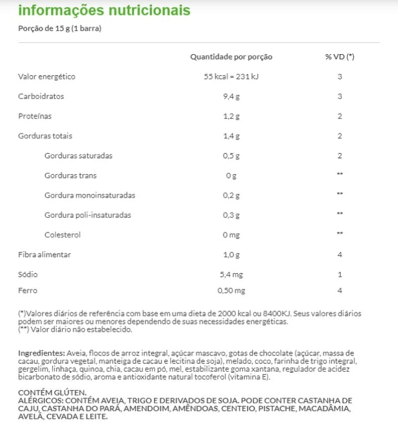 Informações nutricionais