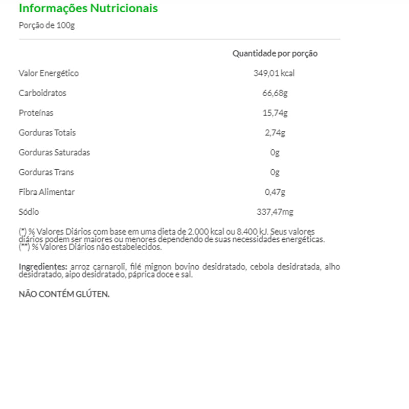 Informações nutricionais