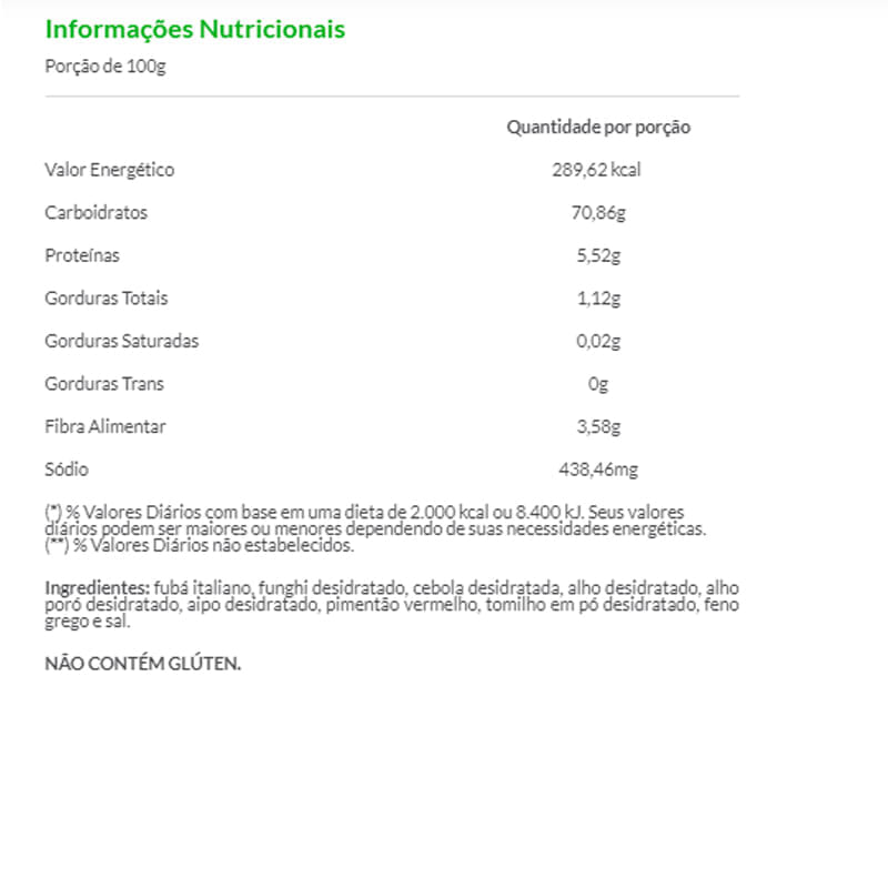 Informações nutricionais