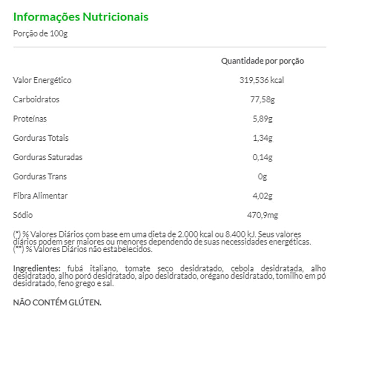 Informações nutricionais