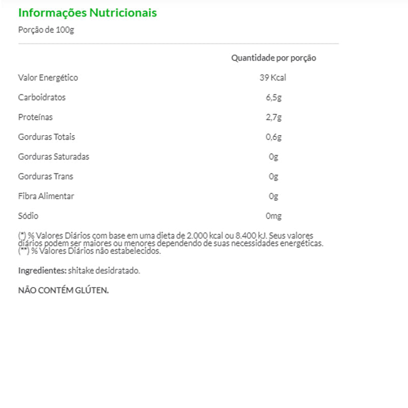 Informações nutricionais