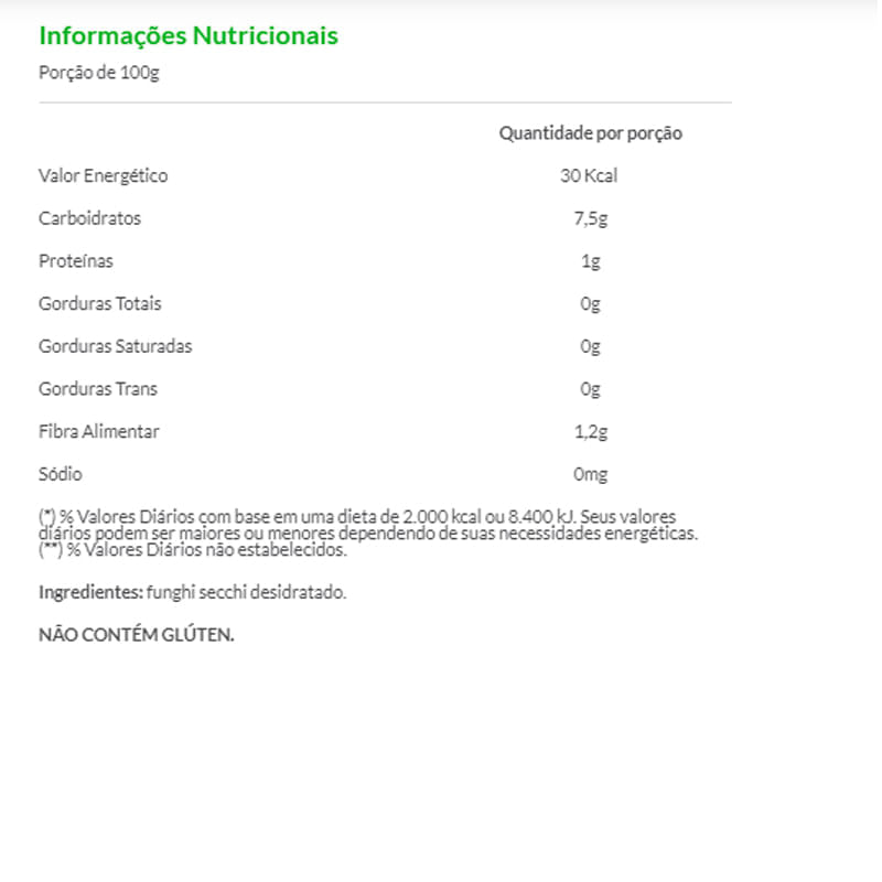 Informações nutricionais