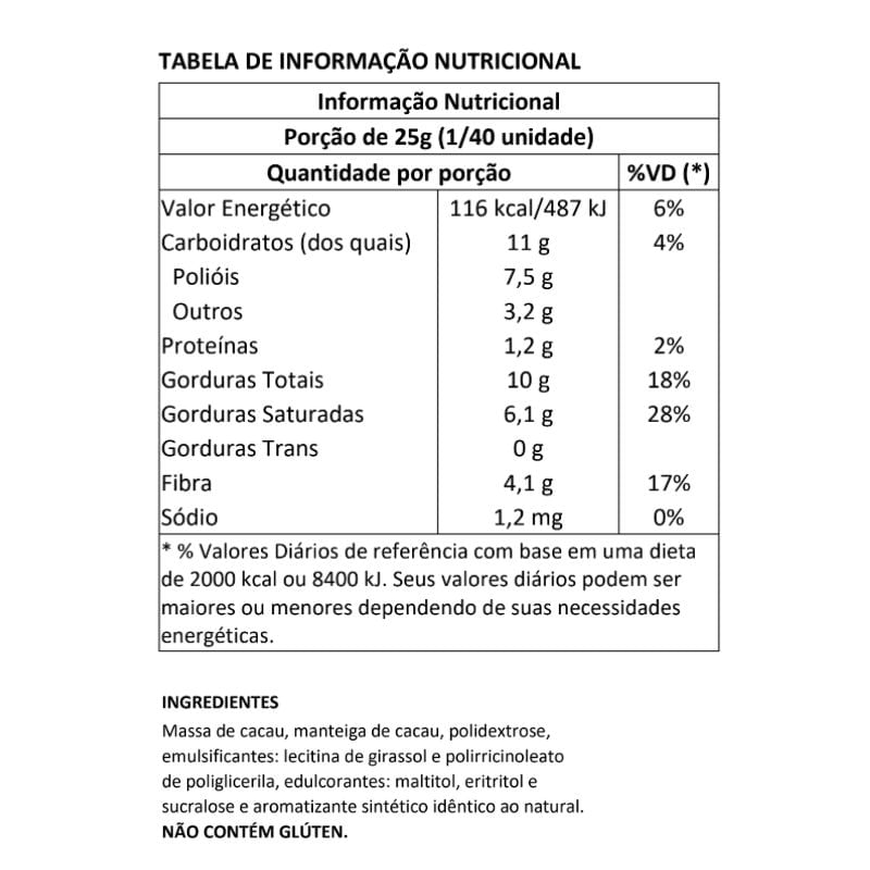 Informações nutricionais