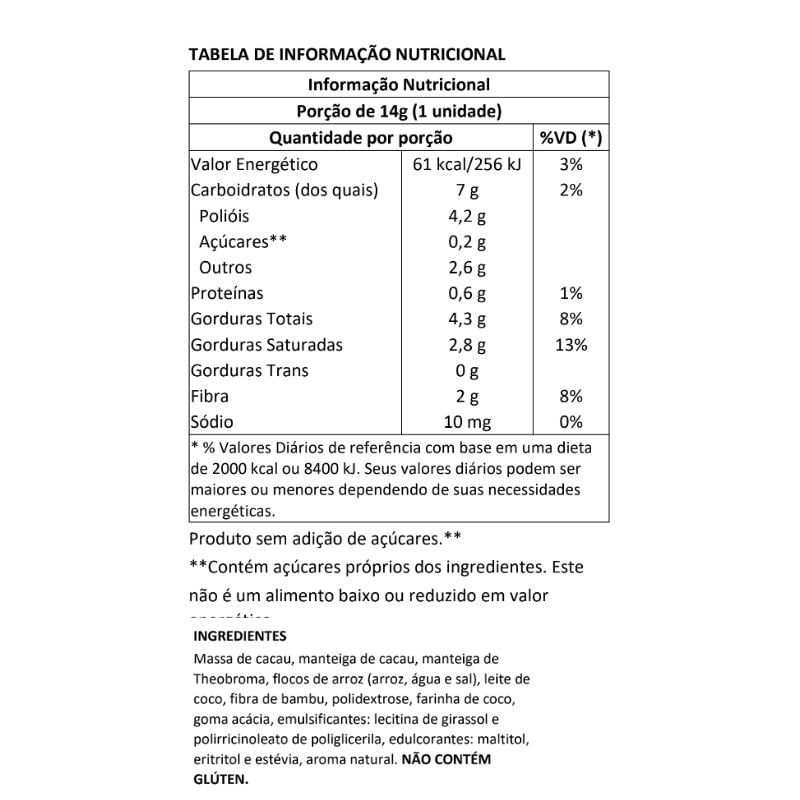 Informações nutricionais