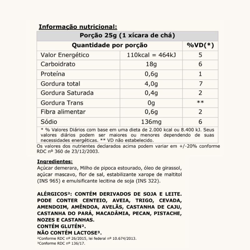 Informações nutricionais