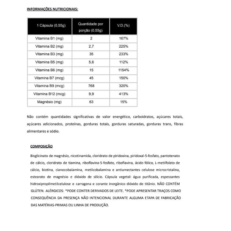 Informações nutricionais