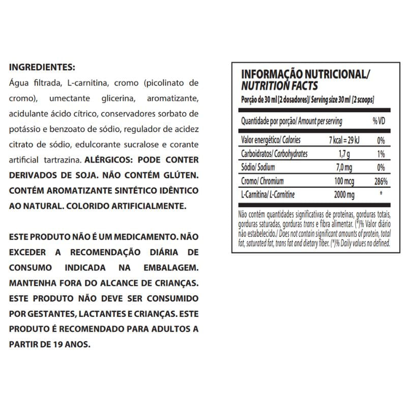 Informações nutricionais