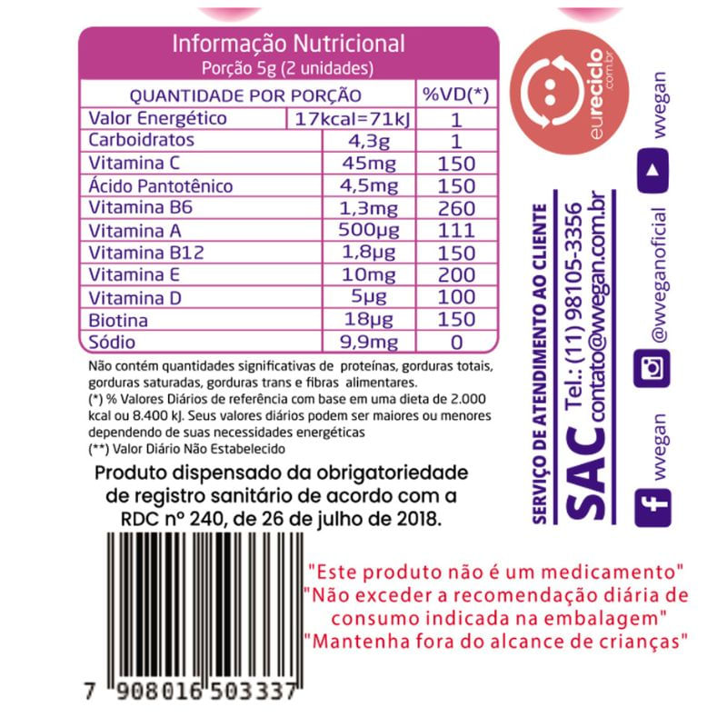 Informações nutricionais