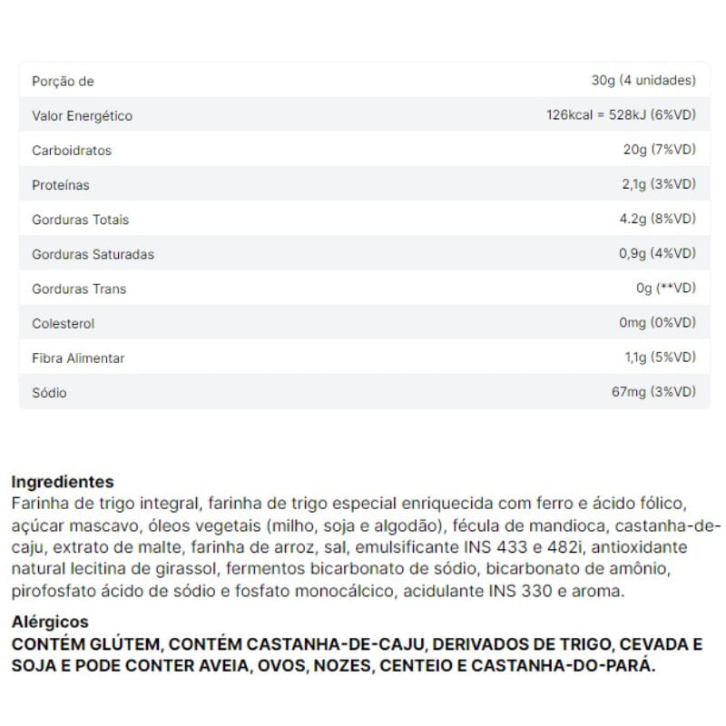 Informações nutricionais