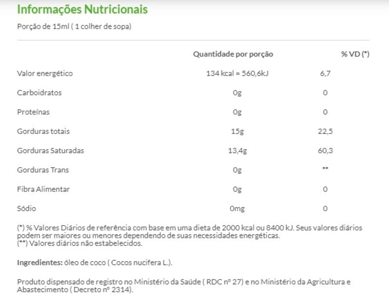 Informações nutricionais