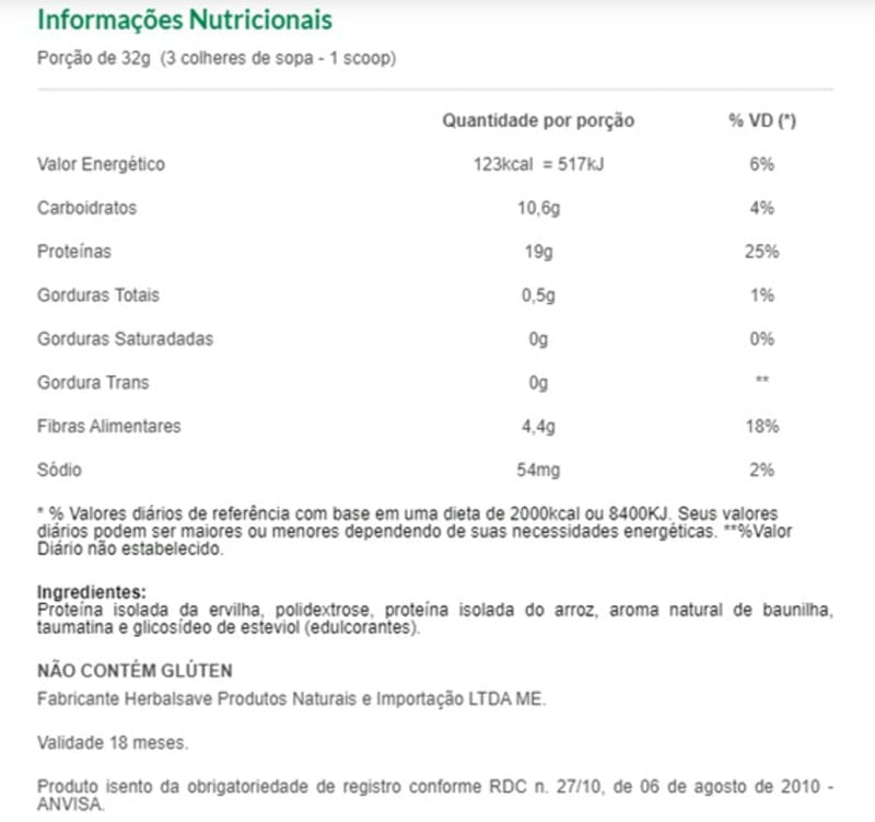 Informações nutricionais