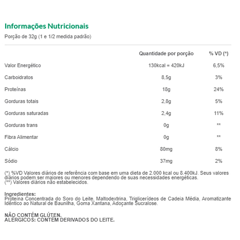 Informações nutricionais