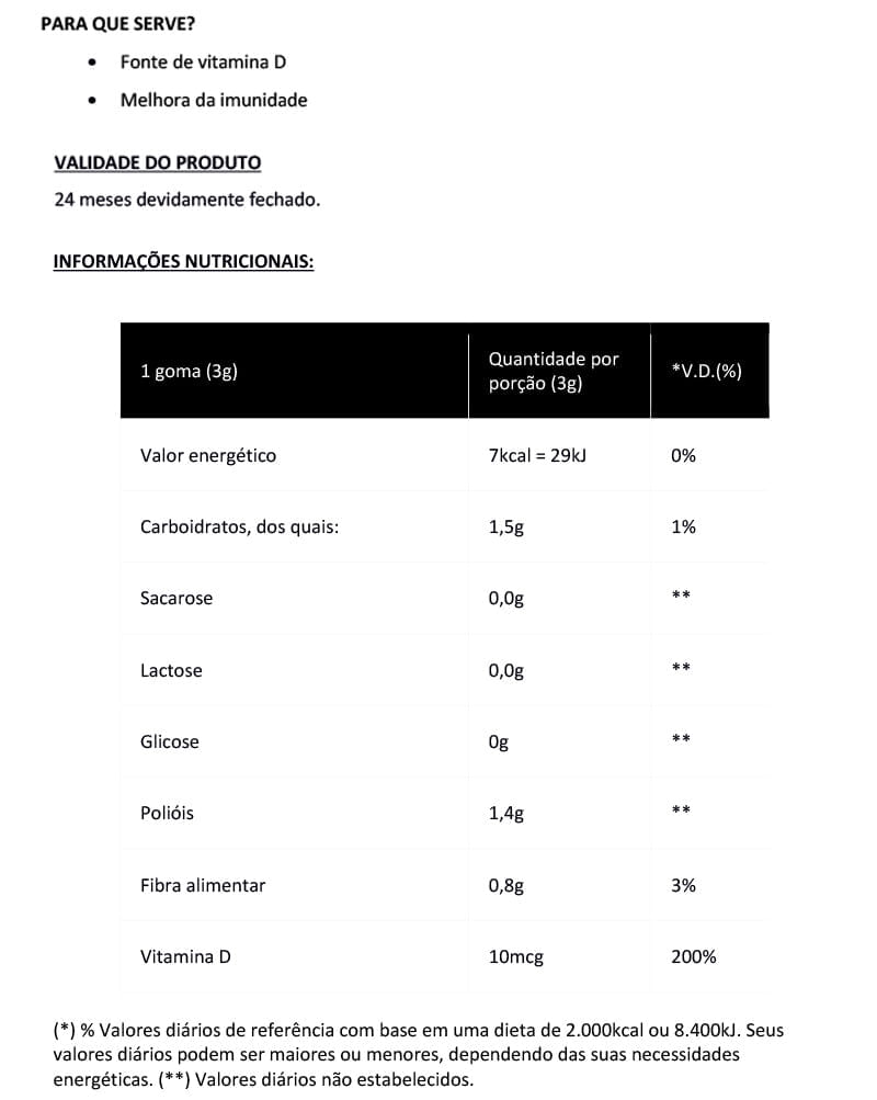 Informações nutricionais