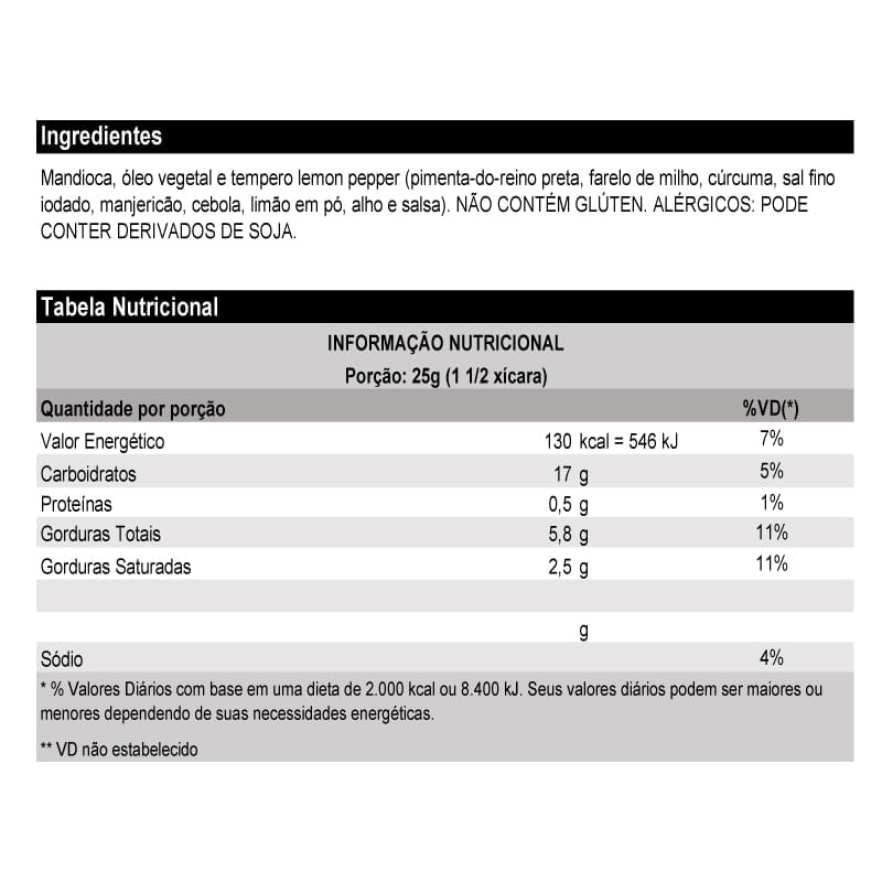 Informações nutricionais