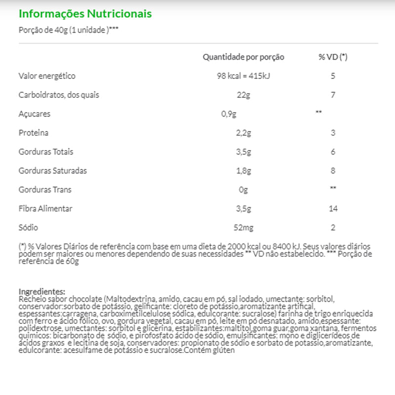 Informações nutricionais