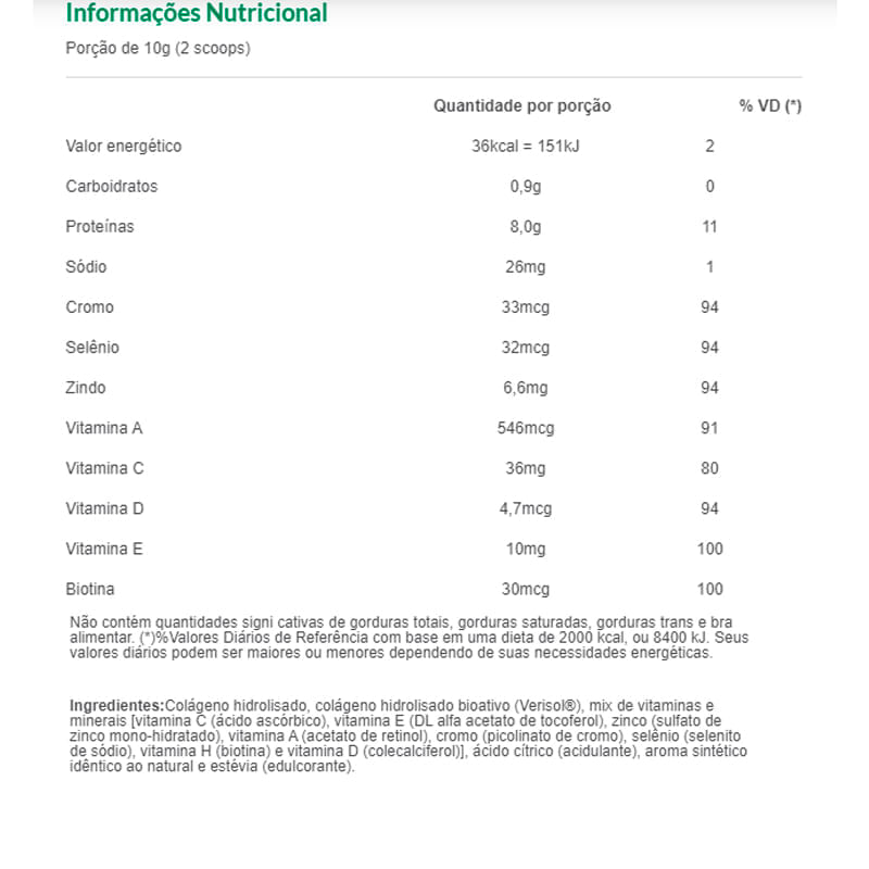 Informações nutricionais