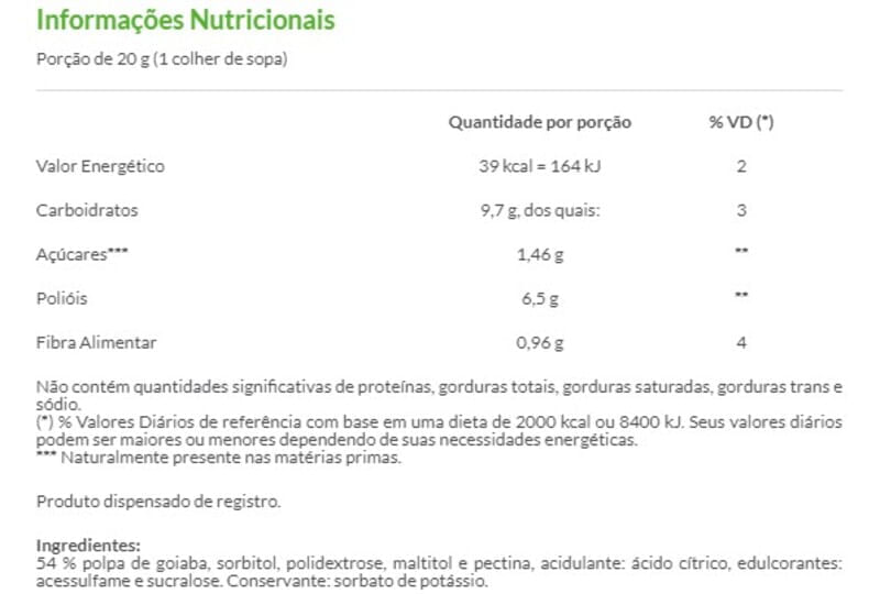 Informações nutricionais