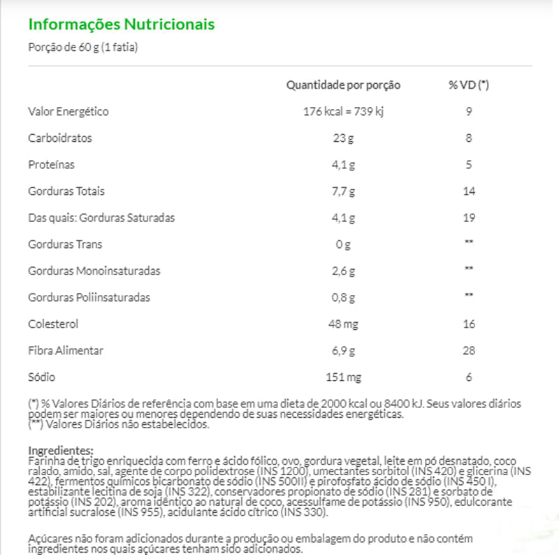 Informações nutricionais