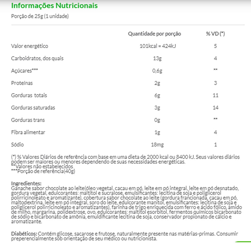 Informações nutricionais