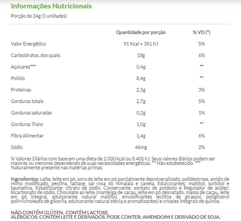 Informações nutricionais