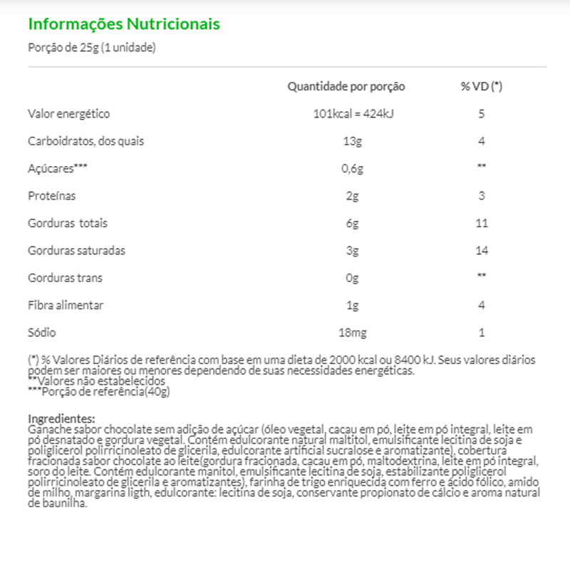 Informações nutricionais