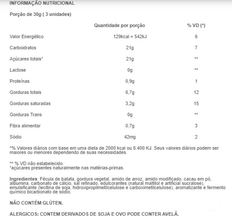 Informações nutricionais