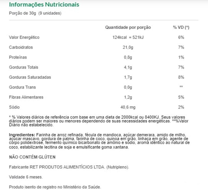 Informações nutricionais