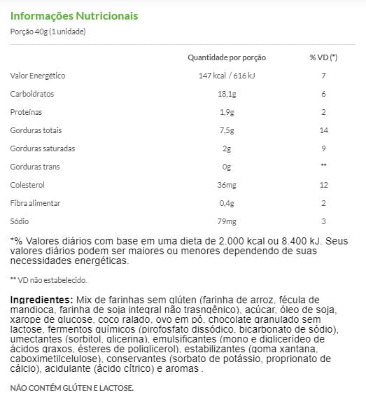 Informações nutricionais