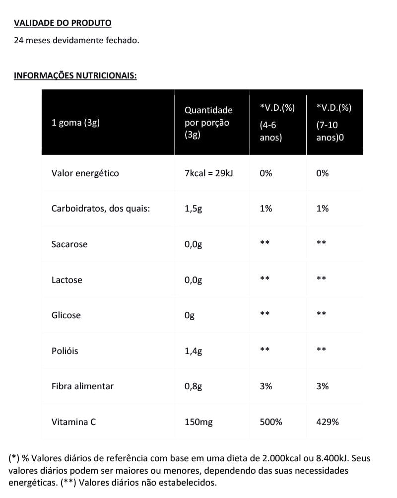 Informações nutricionais