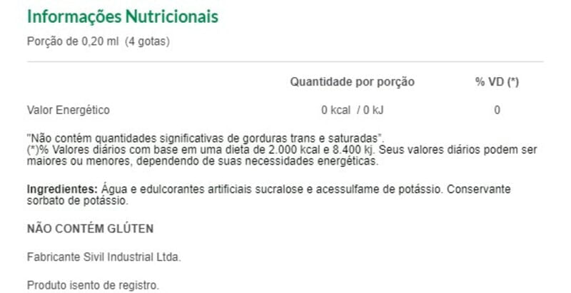 Informações nutricionais