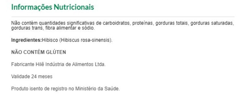 Informações nutricionais