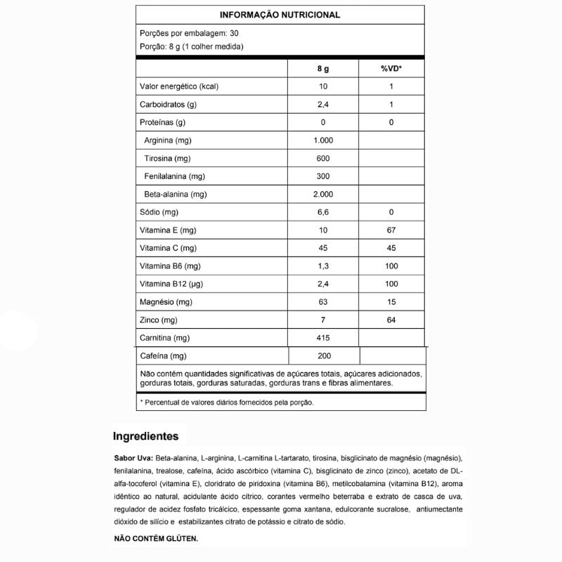 Informações nutricionais