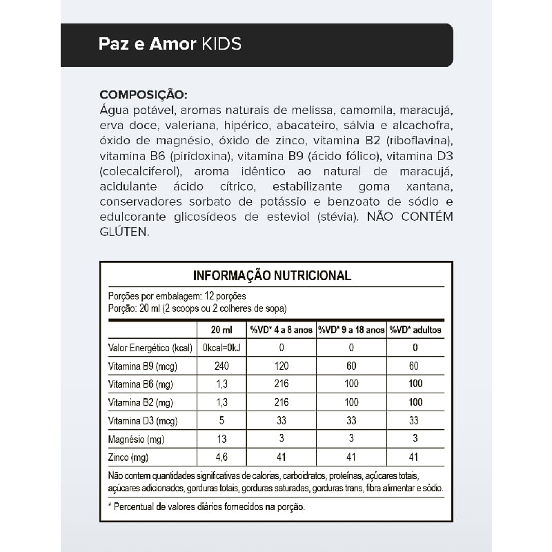 Informações nutricionais