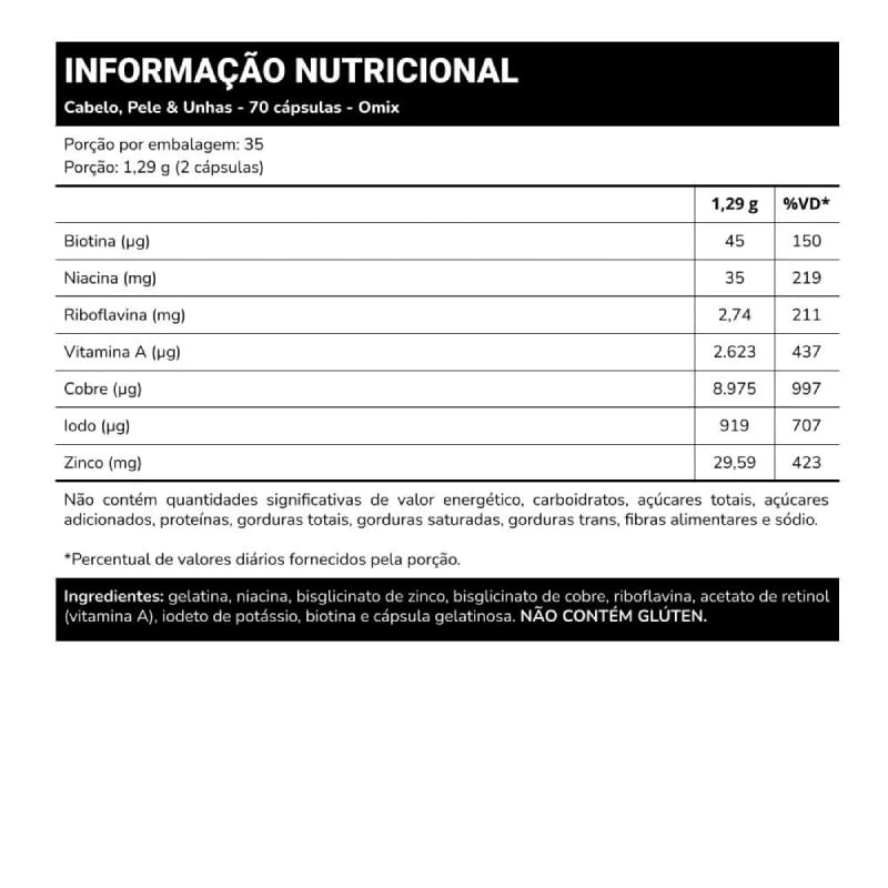 Informações nutricionais