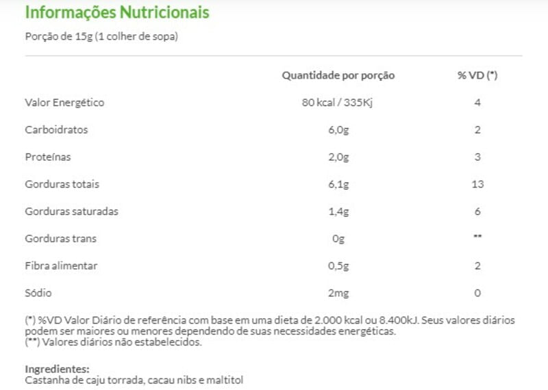 Informações nutricionais