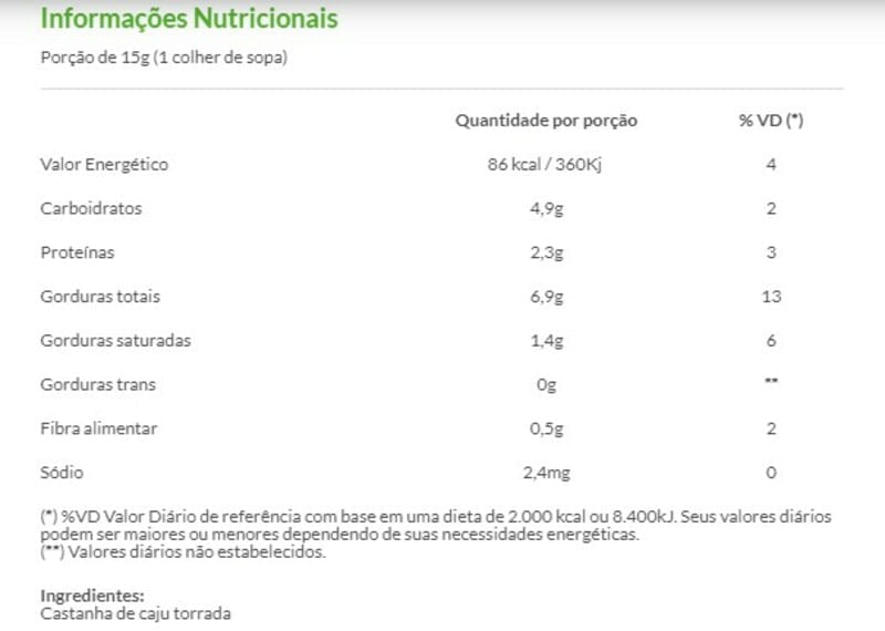 Informações nutricionais