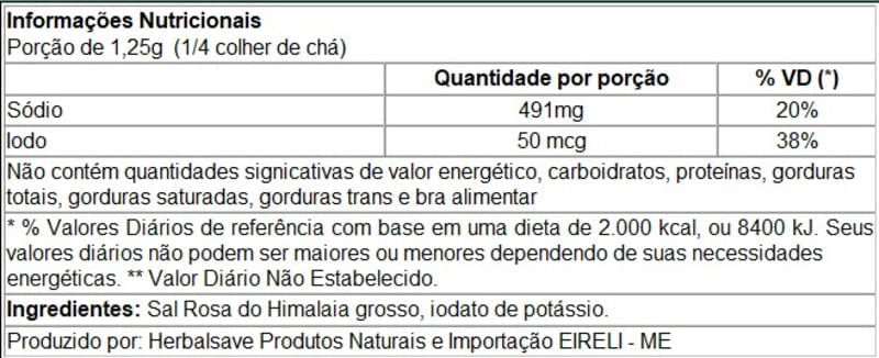 Informações nutricionais